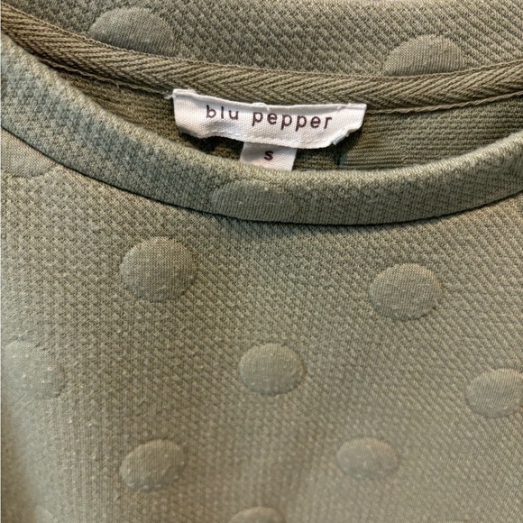 Olive Green polka dot Blue Pepper small short sleeve top - Picture 2 of 8
